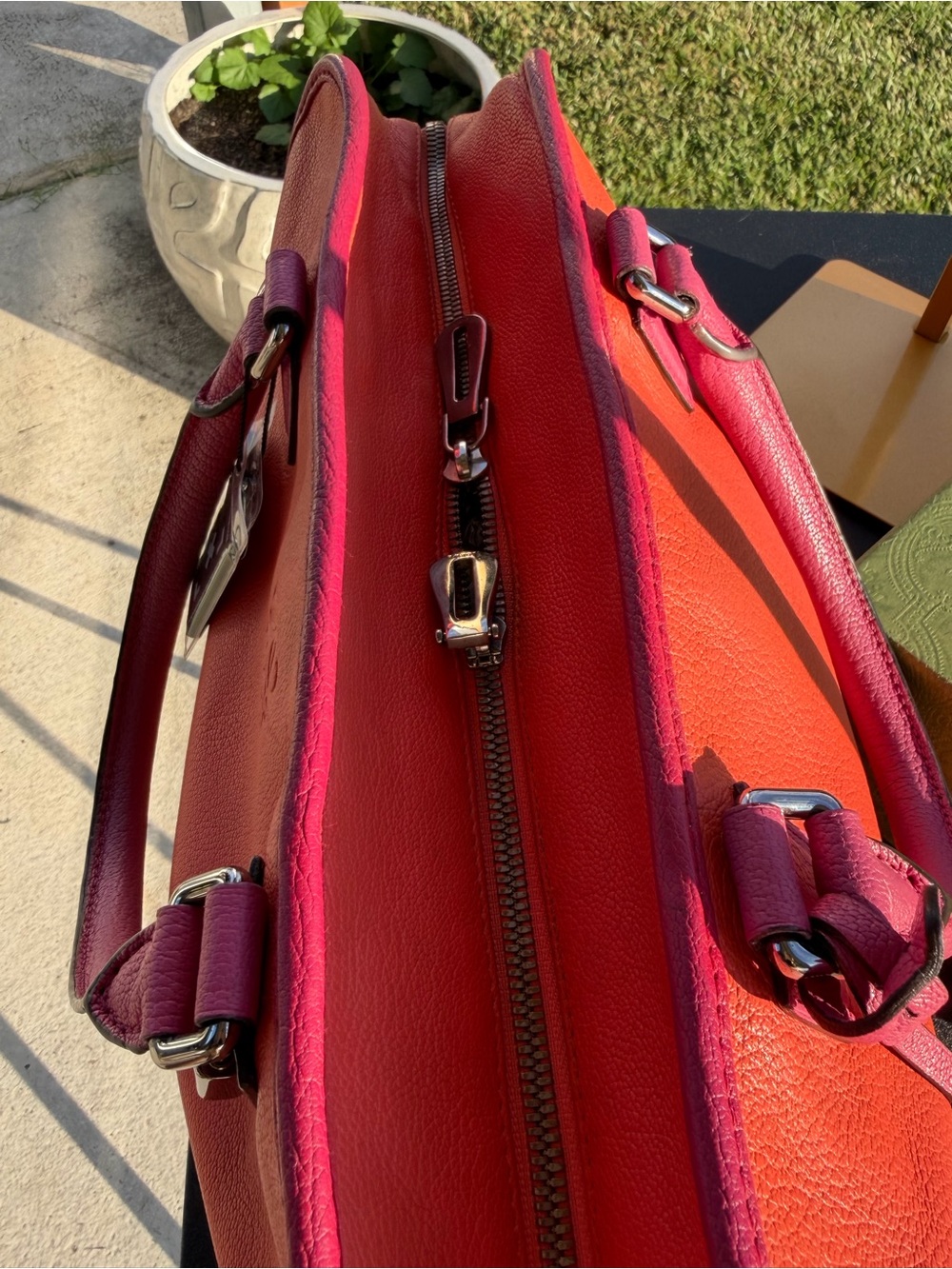 Loewe Two-Tone Pink and Orange Leather Satchel - Picture 5 of 15